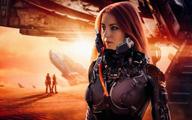 Sci fi woman spaceship explosion free wallpaper - medium preview image