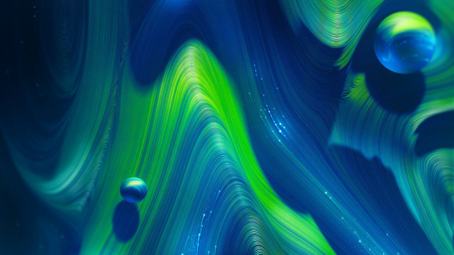 Blue green swirl bubbles stars free wallpaper - medium preview image