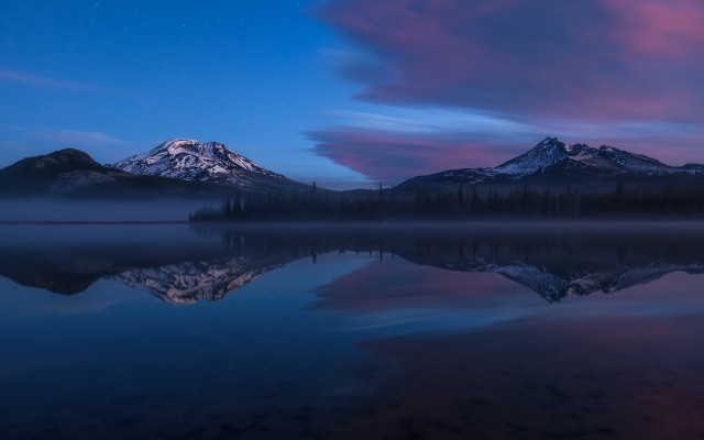 Mountain reflection lake dusk sky free wallpaper - medium preview image