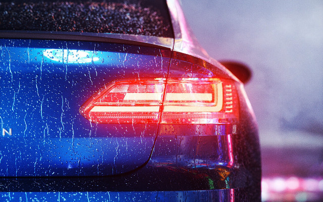 Blue car tail light rain free wallpaper - medium preview image