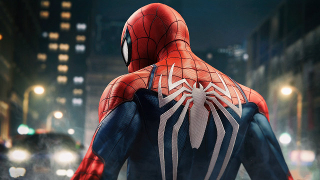 Spiderman city night lights bokeh free wallpaper - medium preview image