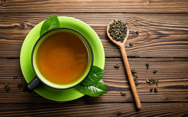 Tea cup wooden table spoon free wallpaper - medium preview image