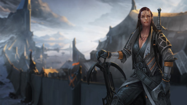 Woman sword helmet bike mountains free wallpaper - medium preview image