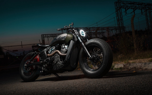 Motorcycle night parked road lights free wallpaper - medium preview image