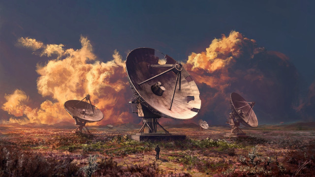 Satellite dish field smoke steam free wallpaper - medium preview image