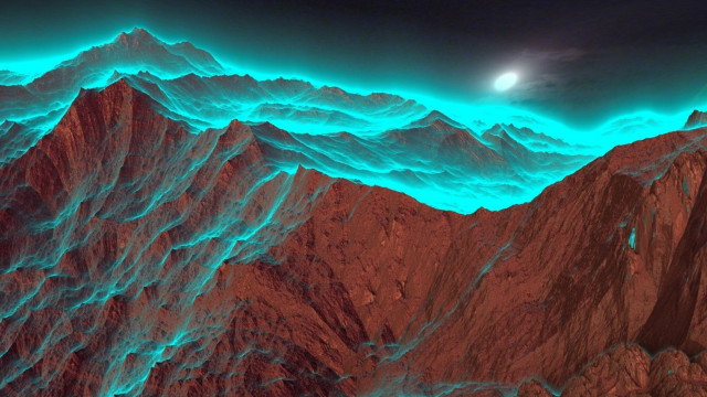 Mountain range moon blue glow free wallpaper - medium preview image