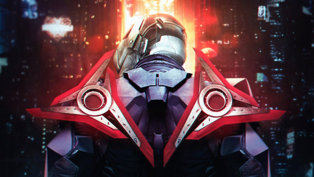 Futuristic man suit helmet city free wallpaper - medium preview image