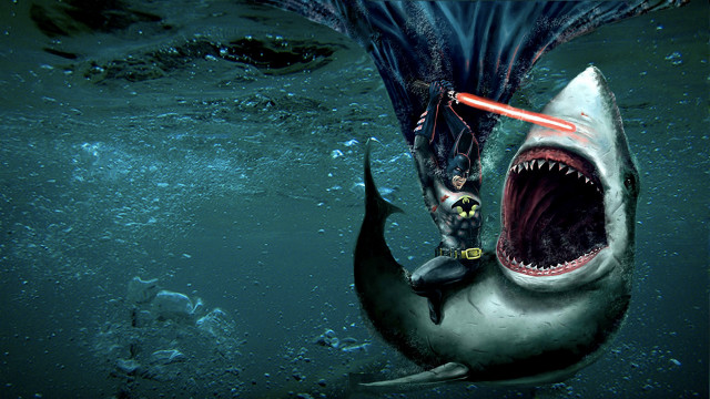 Shark man riding light saber free wallpaper - medium preview image