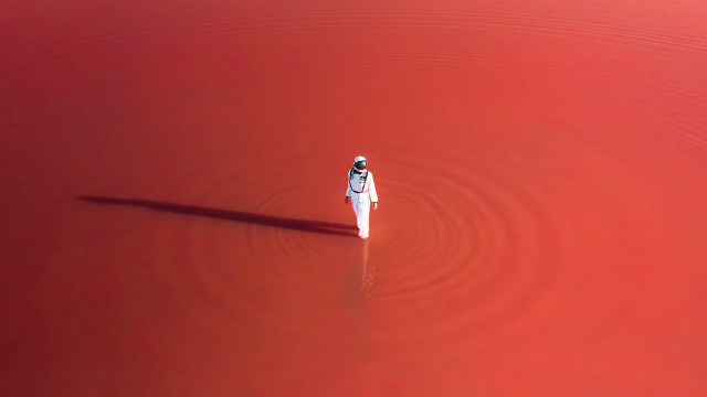 White boat red lake long free wallpaper - medium preview image