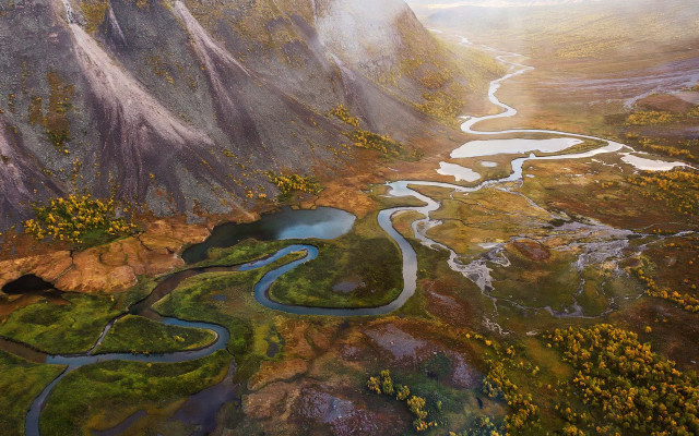 River valley mountains forest sunset free wallpaper - medium preview image