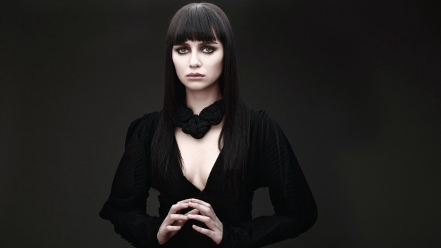 Woman black dress bow tie free wallpaper - medium preview image