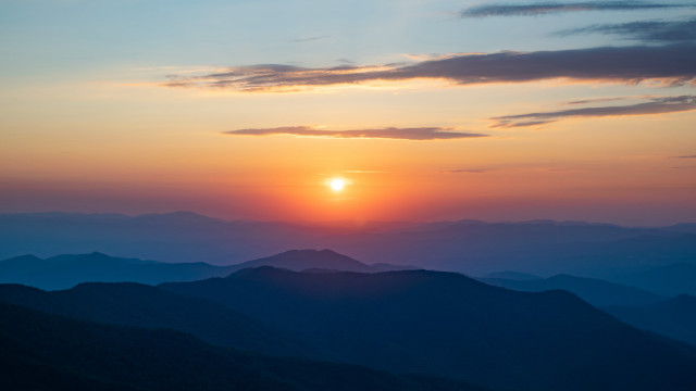 Sunset mountain bird sky cityscape free wallpaper - medium preview image