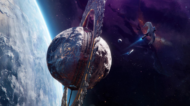 Space station galaxy spaceship planet free wallpaper - medium preview image