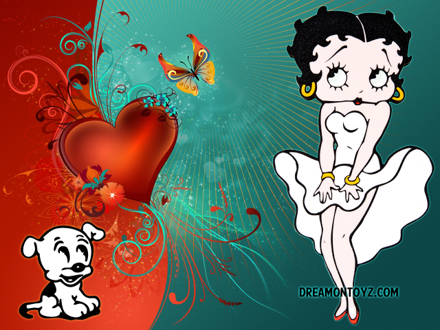 Woman dress dog heart blue free wallpaper - medium preview image