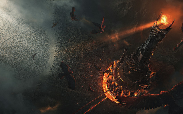 Large tower fire birds embers free wallpaper - medium preview image