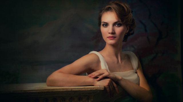 Woman white dress portrait artur free wallpaper for desktop - medium preview image