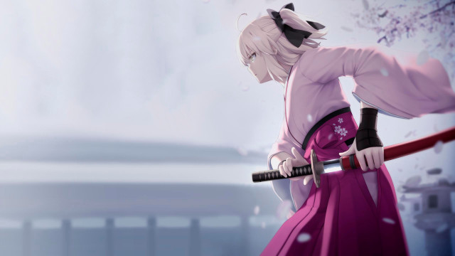 Pink dress sword cat tree free wallpaper - medium preview image