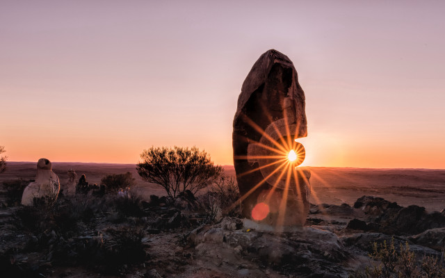 Desert rock sunset landart lensflare free wallpaper - medium preview image