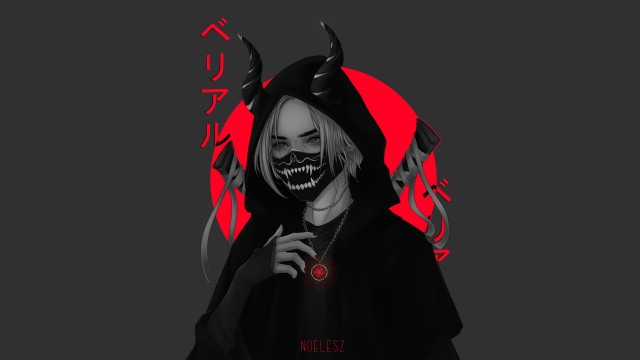 Demonic demon hoodie horns knife free wallpaper - medium preview image