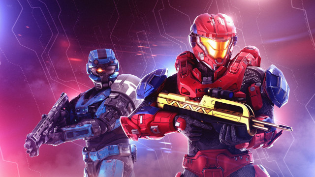 Futuristic suits guns glowing hexagon free wallpaper - medium preview image