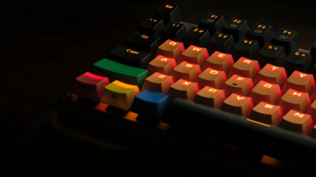 Keyboard red light black background free wallpaper - medium preview image