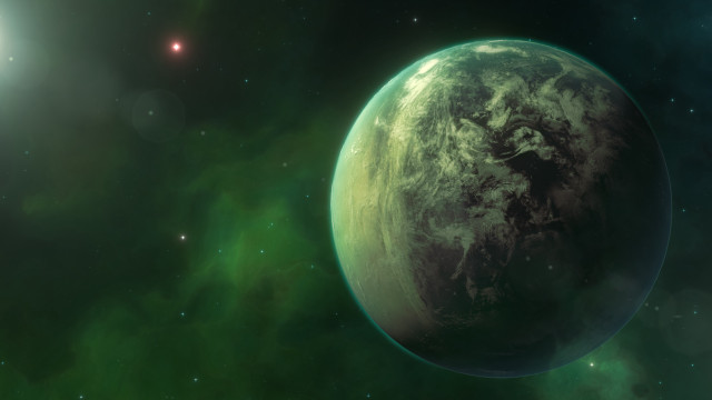 Green planet bright star aurora free wallpaper - medium preview image