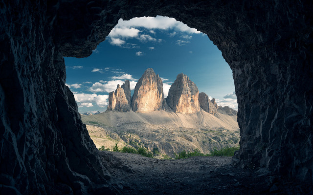 Cave mountain range sky clouds free wallpaper - medium preview image