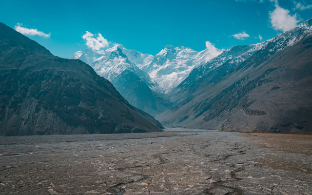 Mountain range river cloudy sky free wallpaper - medium preview image