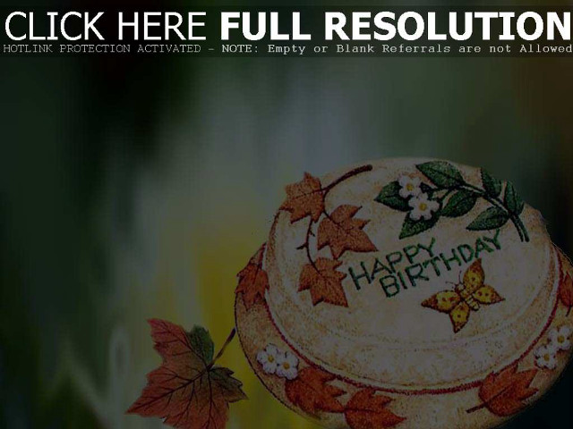 Happy birthday cake with leaves free wallpaper - medium preview image