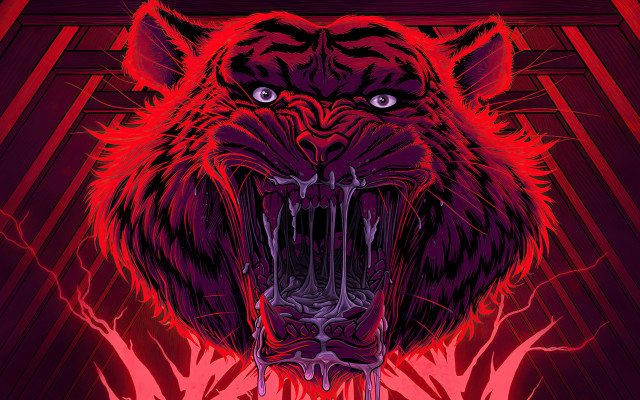 Black red tiger psychedelic poster free wallpaper - medium preview image