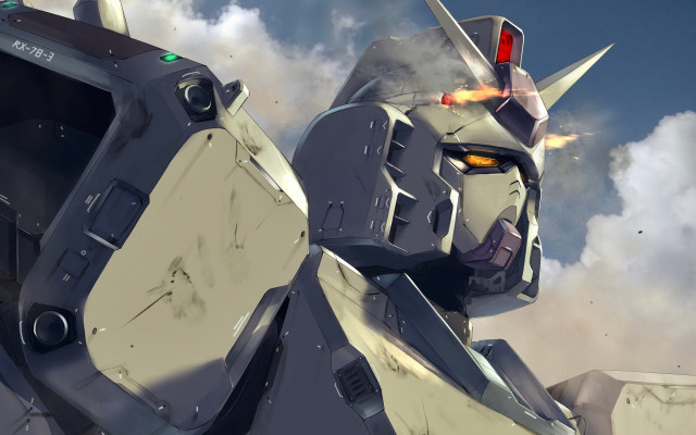 Robot gun sky clouds mecha free wallpaper - medium preview image