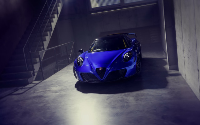 Blue sports car garage staircase free wallpaper - medium preview image