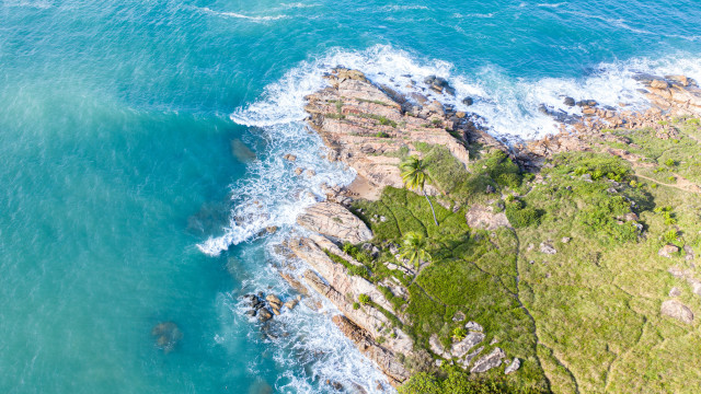 Rocky coastline aerial island water free wallpaper - medium preview image