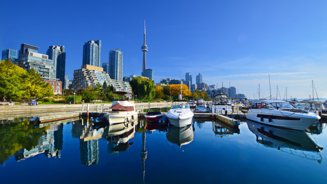 Toronto marina boat city skyline free wallpaper - medium preview image