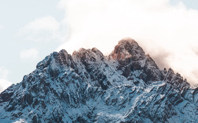 Mountain snow peak clouds forest free wallpaper - medium preview image