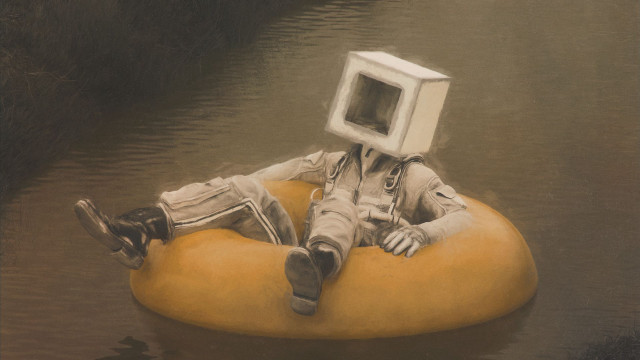 Floating man tv computer river free wallpaper - medium preview image