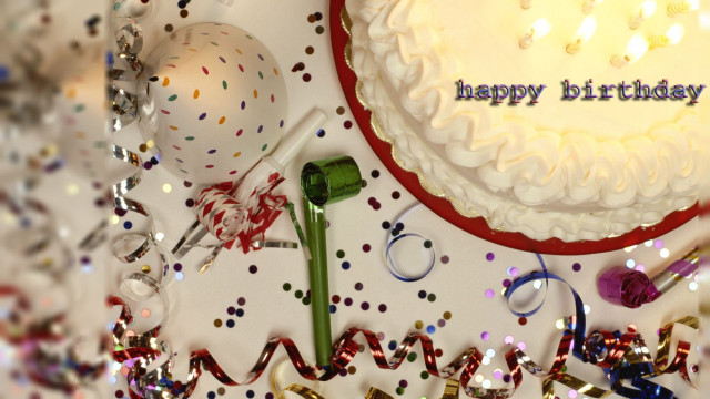 Birthday cake confetti streamers table free wallpaper - medium preview image