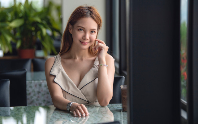 Woman smiling wine table jewelry free wallpaper - medium preview image
