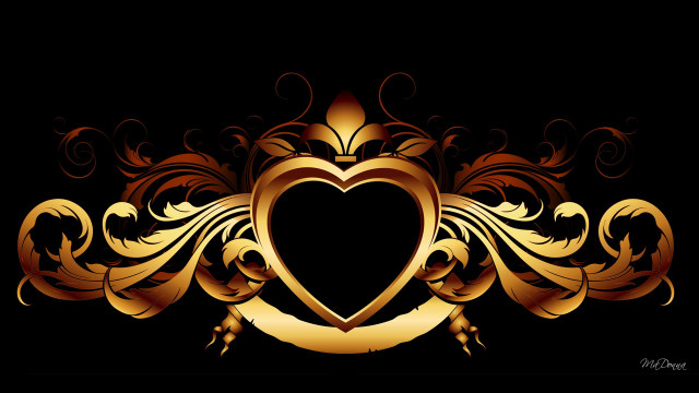Gold heart scroll image free wallpaper - medium preview image