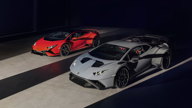 Sports cars checkered floor dark free wallpaper - medium preview image