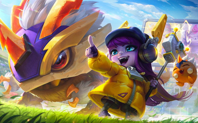 Girl yellow jacket dragon headphones free wallpaper - medium preview image