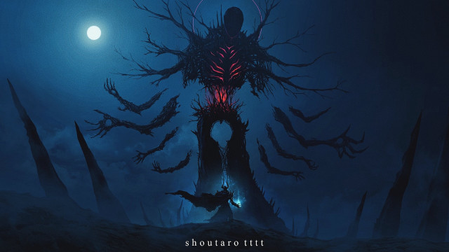 Creepy giant tree demon fullmoon free wallpaper - medium preview image
