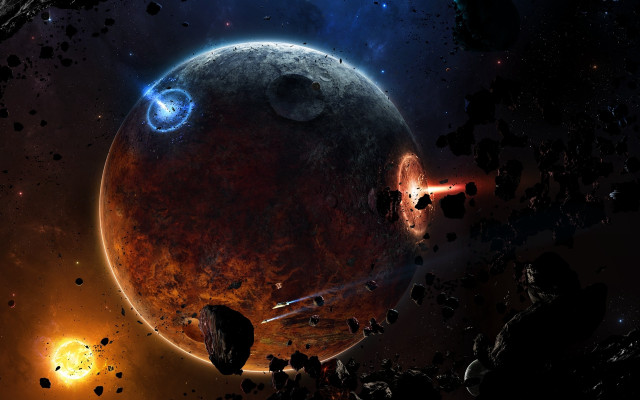 Space planet star debris matte free wallpaper - medium preview image