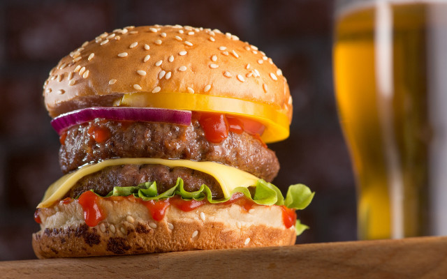 Hamburger cheese lettuce tomato onion free wallpaper - medium preview image
