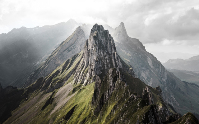 Mountain peak cloudy sky lake free wallpaper - medium preview image