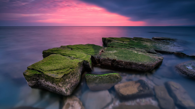 Rock formation water pink purple free wallpaper - medium preview image