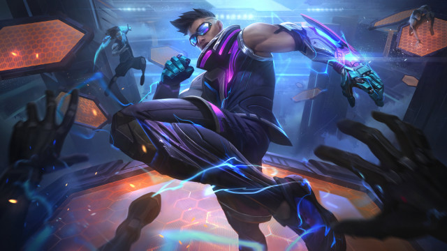 Futuristic man glowing arm league free wallpaper - medium preview image