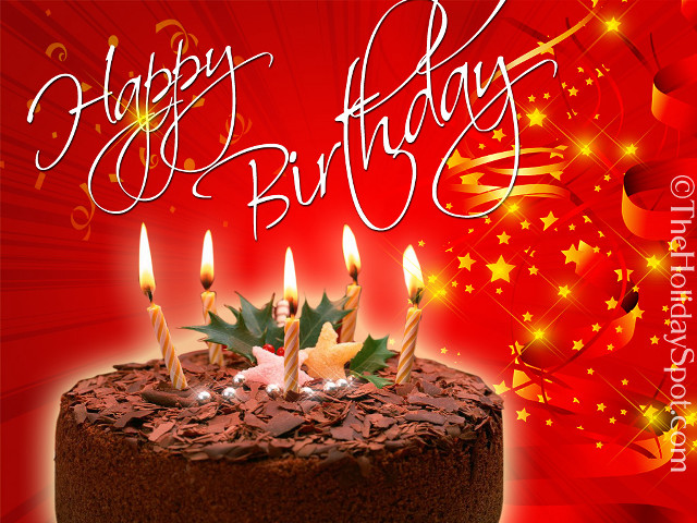 Birthday cake lit candles red free wallpaper - medium preview image