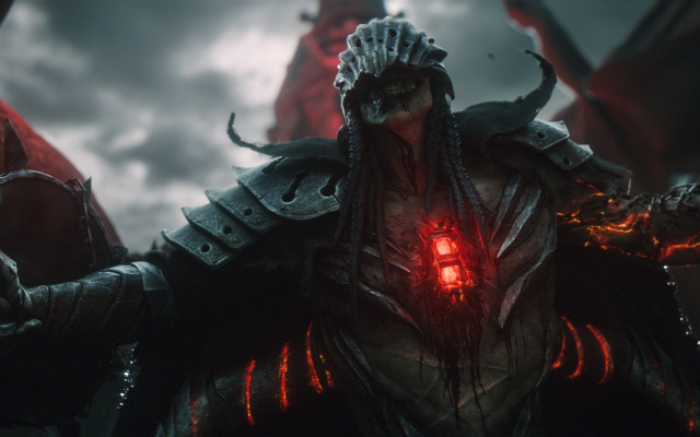 Demonic man red glow armor free wallpaper - medium preview image