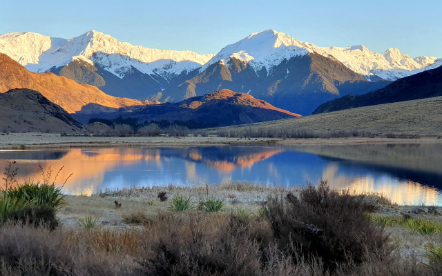 Mountain lake snow capped sky #5 free wallpaper - medium preview image